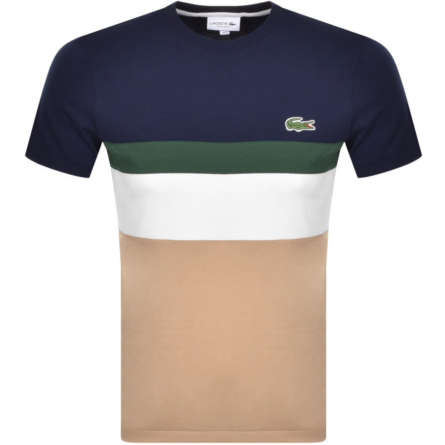Alternative Image for ProductLacoste Block Stripe Logo T Shirt Navy1